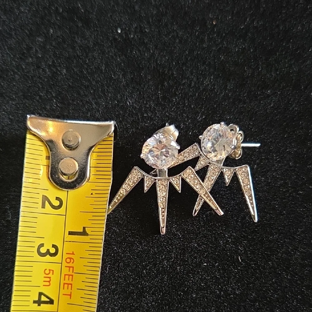 Silver Earrings with Crystal Accents - Picture 5 of 5